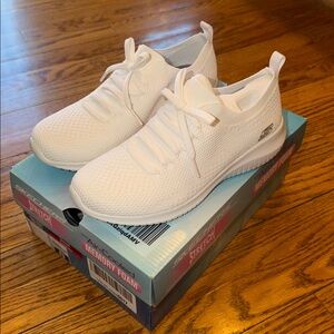 Women’s White Knit Slip-On Sneakers